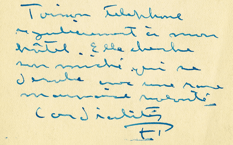 Figure 18 : Échantillon manuscrit de Fernand Préfontaine. Collection du MNBAQ. Fonds de la Famille Hébert (P10).