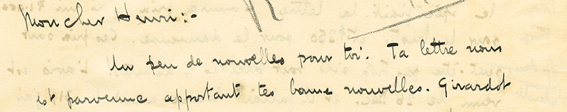 Figure 19 Échantillon manuscrit d’Ernest Cormier. Collection du MNBAQ. Fonds de la Famille Hébert (P10).